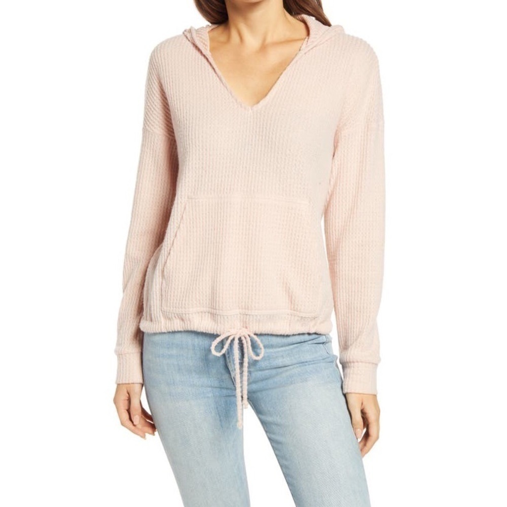 NWT Gibsonlook Waffle Weave Peach Hoodie Top S